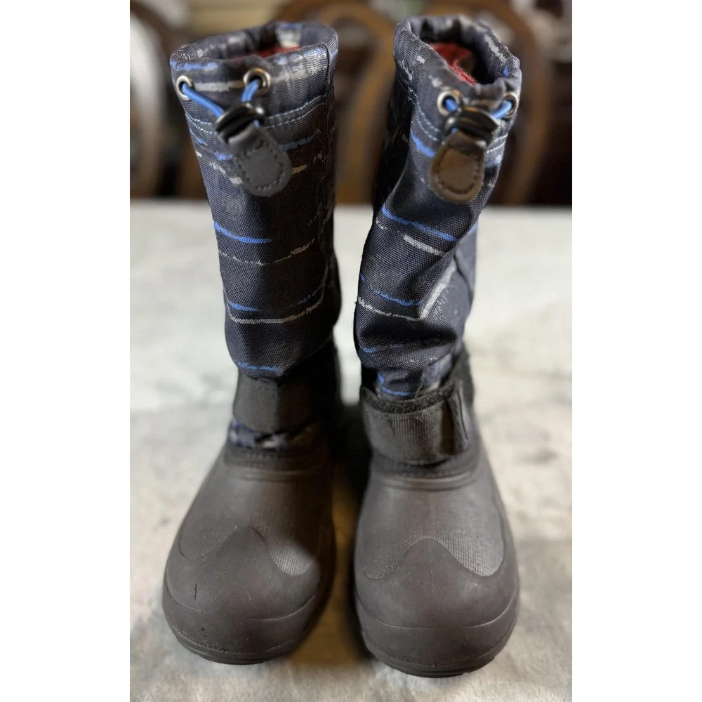 Kamik‎ Boots Youth Size 6 Black Blue Winter Snow Insulated Waterproof Drawstring